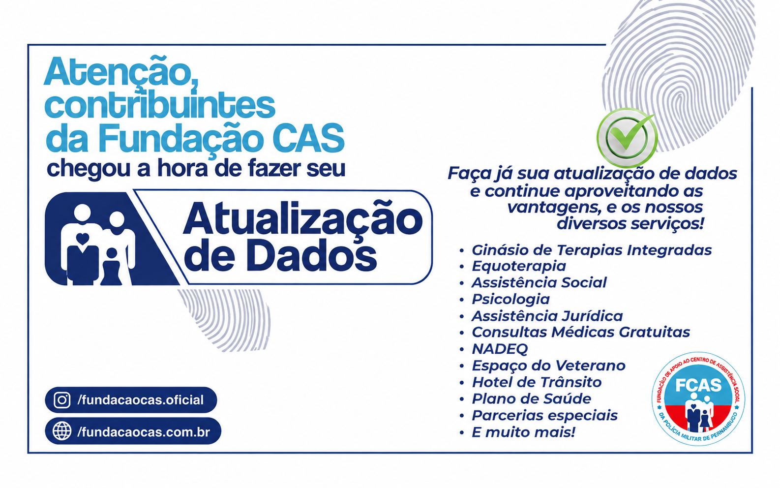 Atualização de dados dos contribuintes da Fundação CAS